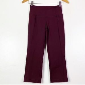 Lululemon Gather & Crow Women's Full On Luon Plum Bordeaux Drama Slit Crop Capri